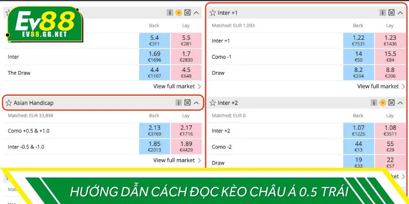 Hướng dẫn cách đọc kèo châu Á 0.5 trái
