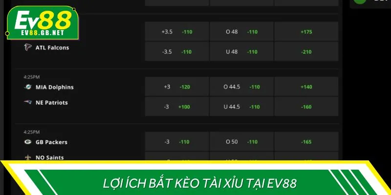 Lợi ích bắt kèo Tài Xỉu tại EV88